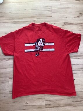 Ohio State Buckeye Men's Red Bucky Graphic Short-Sleeve Crewneck T-Shirt XLarge